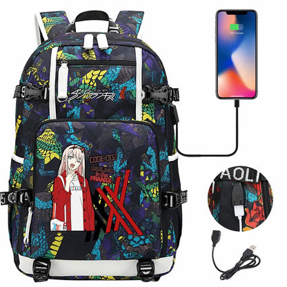 Anime DARLING In The FRANXX USB Boy Girl School Book Bags Large Capacity Teenagers Student Schoolbags Women Men Laptop Backpack