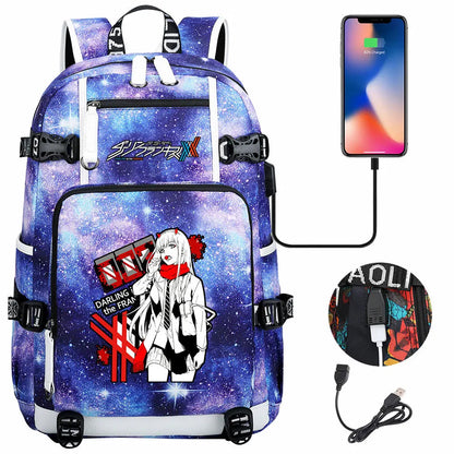 Anime DARLING In The FRANXX USB Boy Girl School Book Bags Large Capacity Teenagers Student Schoolbags Women Men Laptop Backpack