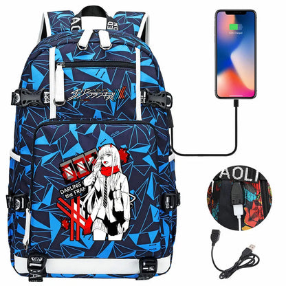 Anime DARLING In The FRANXX USB Boy Girl School Book Bags Large Capacity Teenagers Student Schoolbags Women Men Laptop Backpack