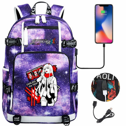 Anime DARLING In The FRANXX USB Boy Girl School Book Bags Large Capacity Teenagers Student Schoolbags Women Men Laptop Backpack