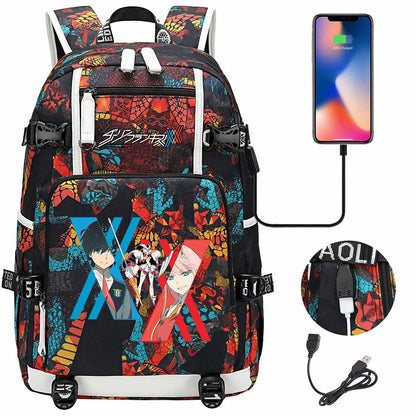 Anime DARLING In The FRANXX USB Boy Girl School Book Bags Large Capacity Teenagers Student Schoolbags Women Men Laptop Backpack