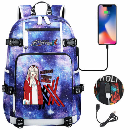 Anime DARLING In The FRANXX USB Boy Girl School Book Bags Large Capacity Teenagers Student Schoolbags Women Men Laptop Backpack