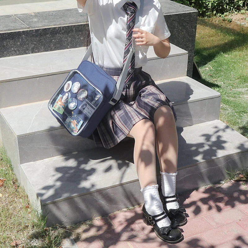 Anime Japan Style Lolita Girl JK Shoulder Bags Students Kawaii HandBags Transparent Bookbags Laptop Itabags