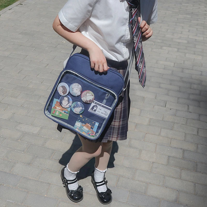 Anime Japan Style Lolita Girl JK Shoulder Bags Students Kawaii HandBags Transparent Bookbags Laptop Itabags