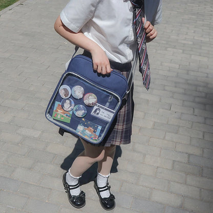 Anime Japan Style Lolita Girl JK Shoulder Bags Students Kawaii HandBags Transparent Bookbags Laptop Itabags