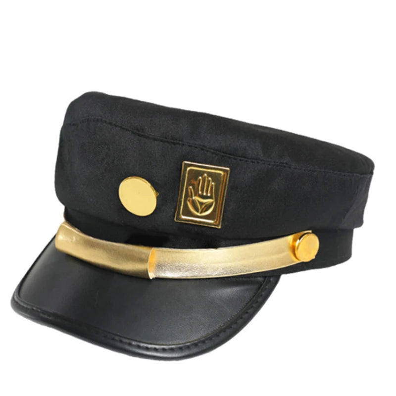 Anime JoJo Bizarre Adventure Jotaro Kujo Joseph Hat Army Military Caps Badges Cosplay Costume