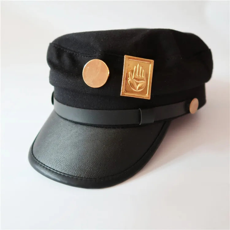 Anime JoJo Bizarre Adventure Jotaro Kujo Joseph Hat Army Military Caps Badges Cosplay Costume