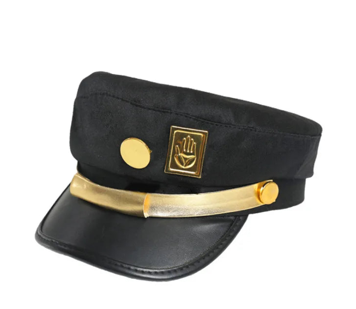Anime JoJo Bizarre Adventure Jotaro Kujo Joseph Hat Army Military Caps Badges Cosplay Costume