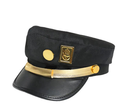 Anime JoJo Bizarre Adventure Jotaro Kujo Joseph Hat Army Military Caps Badges Cosplay Costume