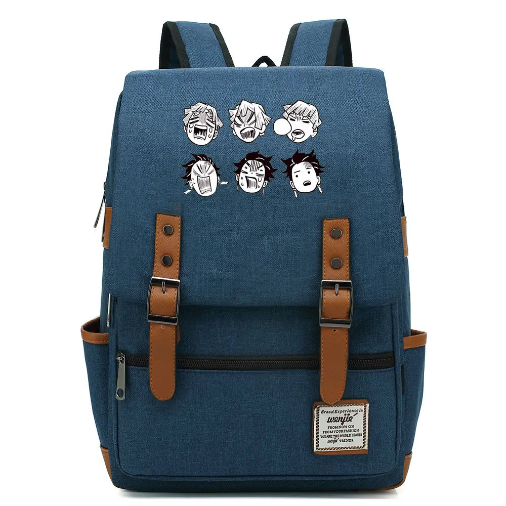 Anime Kamado Nezuko Tanjirou Boy Girl Kids Student School Book Bags Teenagers Canvas Women Bagpack Men Laptop Travel Backpack