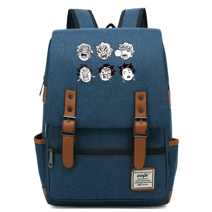 Anime Kamado Nezuko Tanjirou Boy Girl Kids Student School Book Bags Teenagers Canvas Women Bagpack Men Laptop Travel Backpack