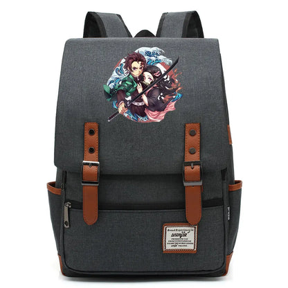 Anime Kamado Nezuko Tanjirou Boy Girl Kids Student School Book Bags Teenagers Canvas Women Bagpack Men Laptop Travel Backpack
