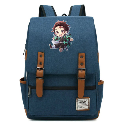 Anime Kamado Nezuko Tanjirou Boy Girl Kids Student School Book Bags Teenagers Canvas Women Bagpack Men Laptop Travel Backpack