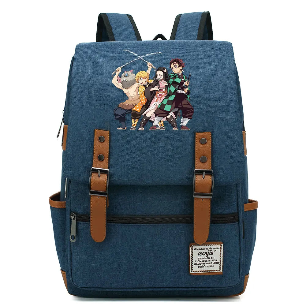 Anime Kamado Nezuko Tanjirou Boy Girl Kids Student School Book Bags Teenagers Canvas Women Bagpack Men Laptop Travel Backpack