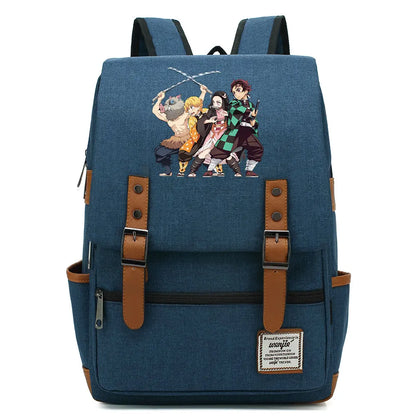 Anime Kamado Nezuko Tanjirou Boy Girl Kids Student School Book Bags Teenagers Canvas Women Bagpack Men Laptop Travel Backpack