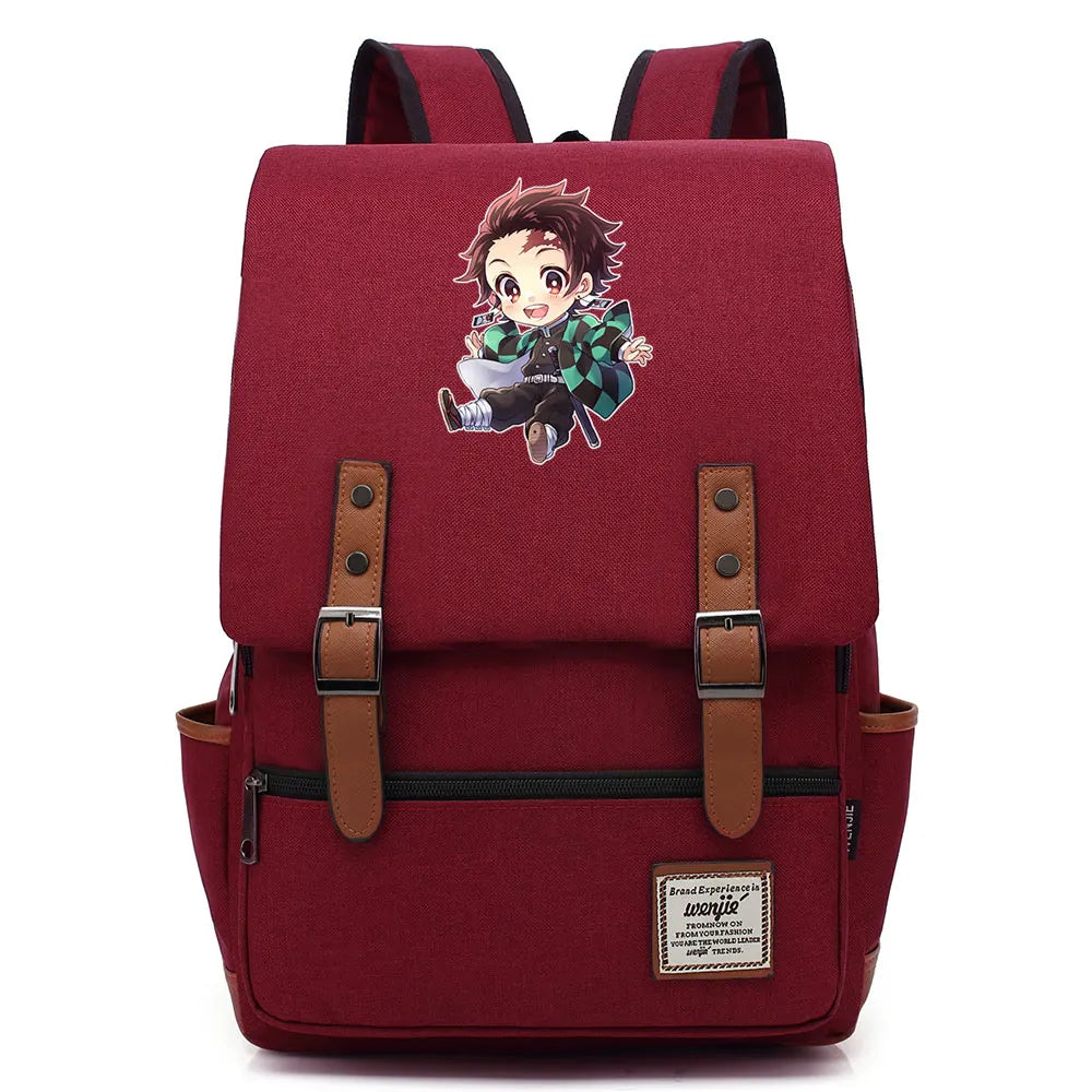 Anime Kamado Nezuko Tanjirou Boy Girl Kids Student School Book Bags Teenagers Canvas Women Bagpack Men Laptop Travel Backpack