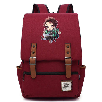 Anime Kamado Nezuko Tanjirou Boy Girl Kids Student School Book Bags Teenagers Canvas Women Bagpack Men Laptop Travel Backpack