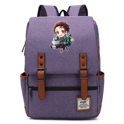Anime Kamado Nezuko Tanjirou Boy Girl Kids Student School Book Bags Teenagers Canvas Women Bagpack Men Laptop Travel Backpack