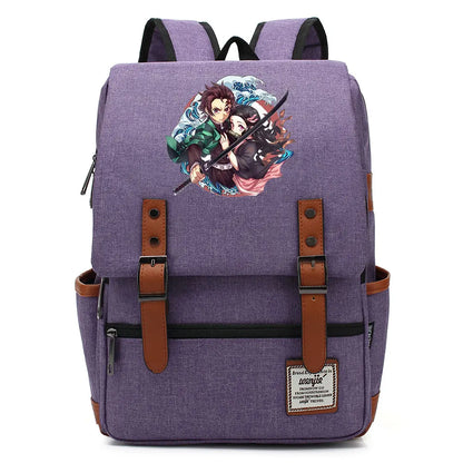 Anime Kamado Nezuko Tanjirou Boy Girl Kids Student School Book Bags Teenagers Canvas Women Bagpack Men Laptop Travel Backpack
