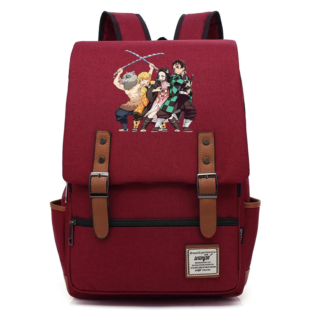 Anime Kamado Nezuko Tanjirou Boy Girl Kids Student School Book Bags Teenagers Canvas Women Bagpack Men Laptop Travel Backpack