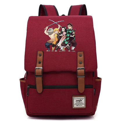 Anime Kamado Nezuko Tanjirou Boy Girl Kids Student School Book Bags Teenagers Canvas Women Bagpack Men Laptop Travel Backpack