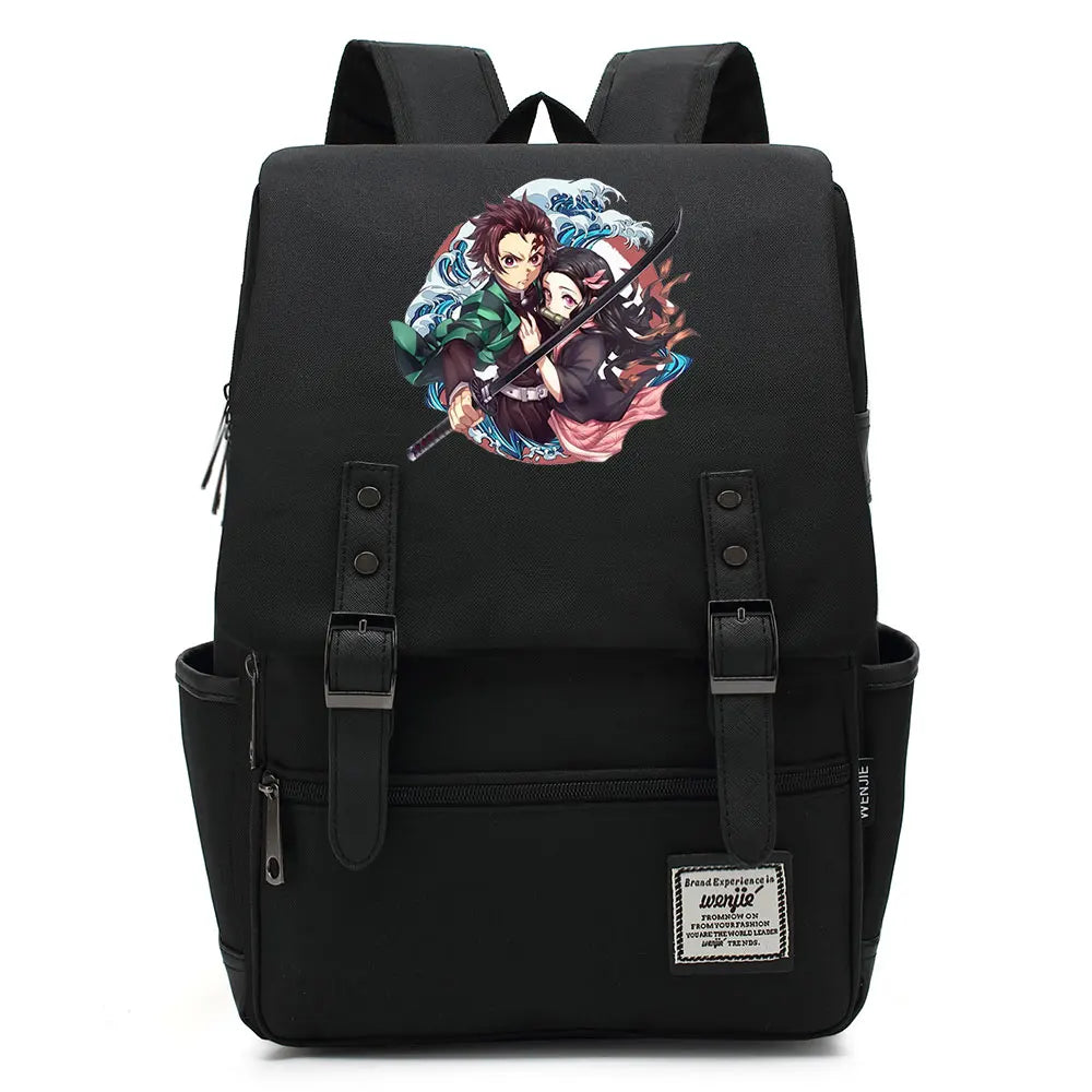 Anime Kamado Nezuko Tanjirou Boy Girl Kids Student School Book Bags Teenagers Canvas Women Bagpack Men Laptop Travel Backpack