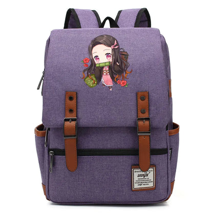 Anime Kamado Nezuko Tanjirou Boy Girl Kids Student School Book Bags Teenagers Canvas Women Bagpack Men Laptop Travel Backpack