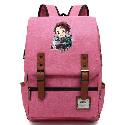 Anime Kamado Nezuko Tanjirou Boy Girl Kids Student School Book Bags Teenagers Canvas Women Bagpack Men Laptop Travel Backpack