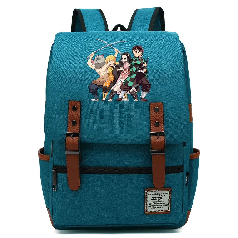 Anime Kamado Nezuko Tanjirou Boy Girl Kids Student School Book Bags Teenagers Canvas Women Bagpack Men Laptop Travel Backpack