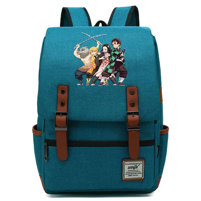 Anime Kamado Nezuko Tanjirou Boy Girl Kids Student School Book Bags Teenagers Canvas Women Bagpack Men Laptop Travel Backpack