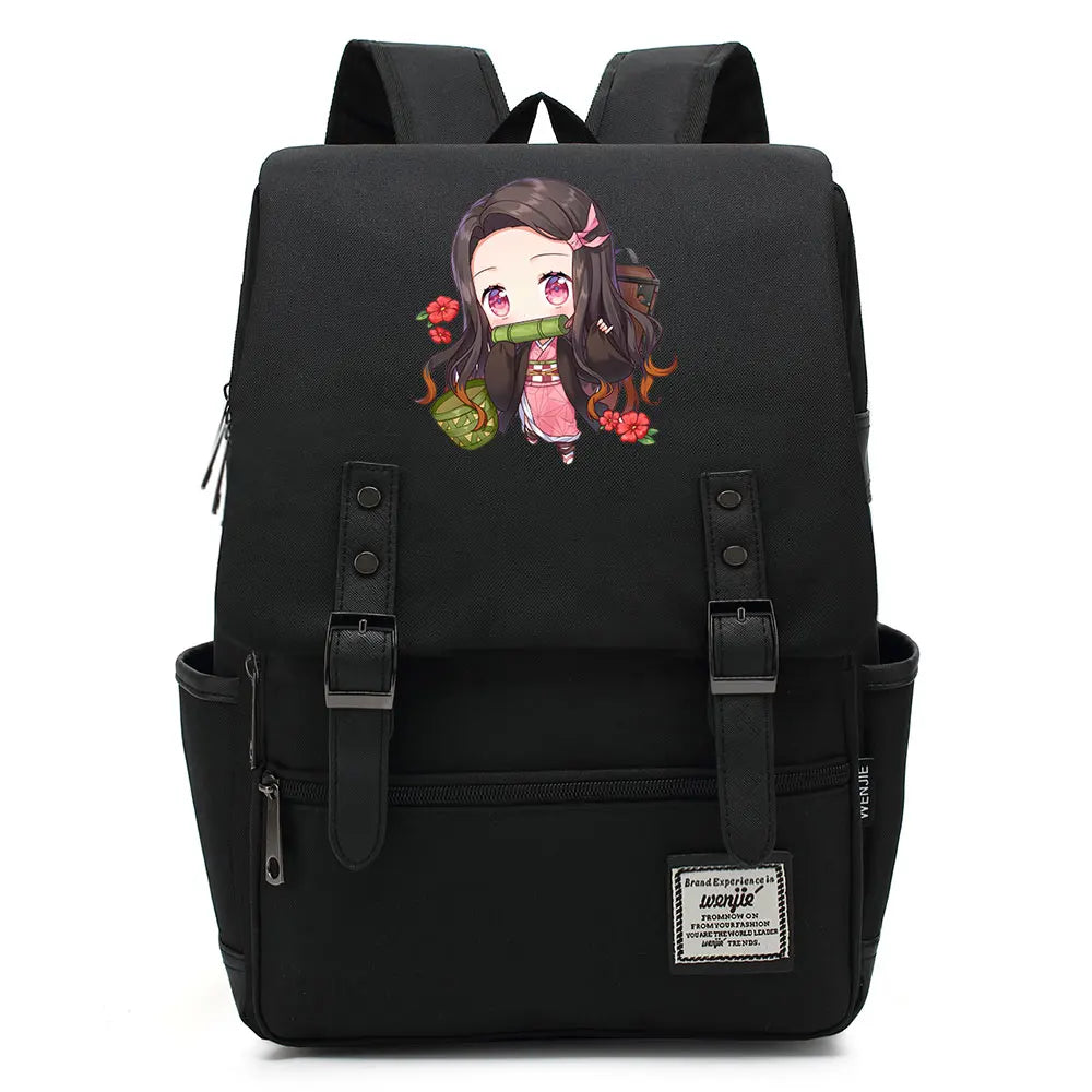 Anime Kamado Nezuko Tanjirou Boy Girl Kids Student School Book Bags Teenagers Canvas Women Bagpack Men Laptop Travel Backpack