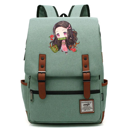 Anime Kamado Nezuko Tanjirou Boy Girl Kids Student School Book Bags Teenagers Canvas Women Bagpack Men Laptop Travel Backpack