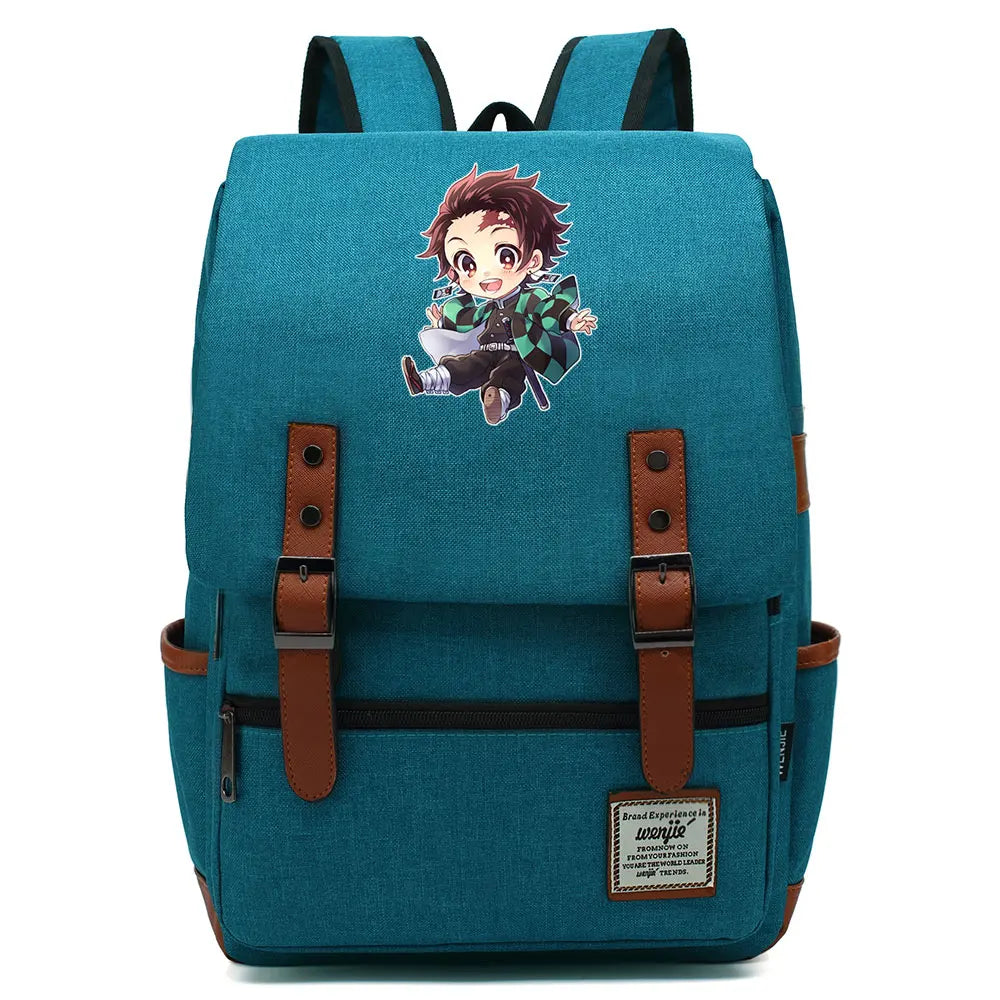 Anime Kamado Nezuko Tanjirou Boy Girl Kids Student School Book Bags Teenagers Canvas Women Bagpack Men Laptop Travel Backpack