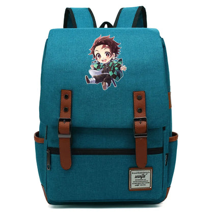 Anime Kamado Nezuko Tanjirou Boy Girl Kids Student School Book Bags Teenagers Canvas Women Bagpack Men Laptop Travel Backpack