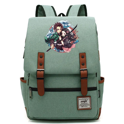 Anime Kamado Nezuko Tanjirou Boy Girl Kids Student School Book Bags Teenagers Canvas Women Bagpack Men Laptop Travel Backpack