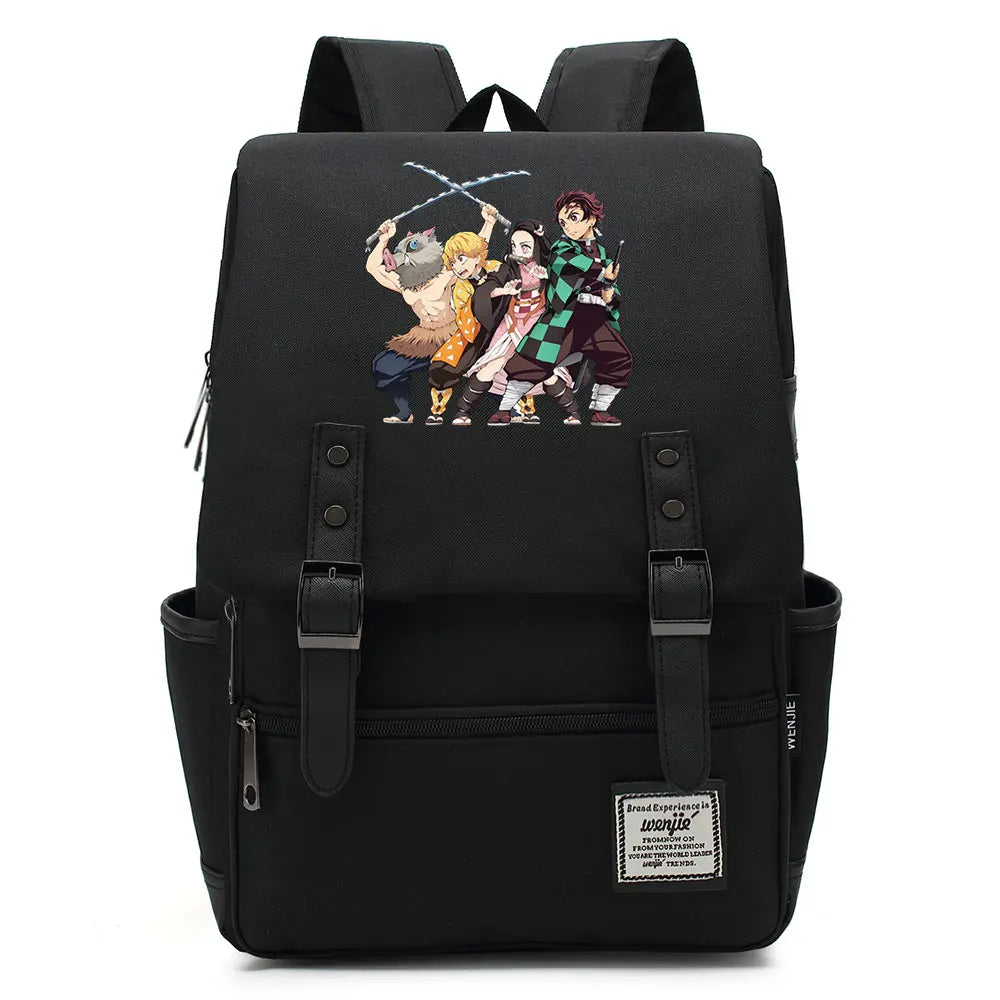 Anime Kamado Nezuko Tanjirou Boy Girl Kids Student School Book Bags Teenagers Canvas Women Bagpack Men Laptop Travel Backpack