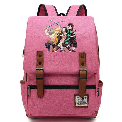 Anime Kamado Nezuko Tanjirou Boy Girl Kids Student School Book Bags Teenagers Canvas Women Bagpack Men Laptop Travel Backpack