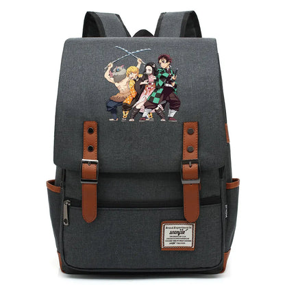 Anime Kamado Nezuko Tanjirou Boy Girl Kids Student School Book Bags Teenagers Canvas Women Bagpack Men Laptop Travel Backpack