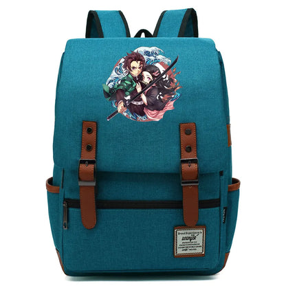 Anime Kamado Nezuko Tanjirou Boy Girl Kids Student School Book Bags Teenagers Canvas Women Bagpack Men Laptop Travel Backpack