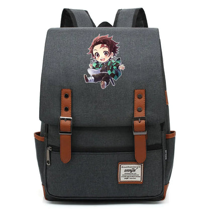 Anime Kamado Nezuko Tanjirou Boy Girl Kids Student School Book Bags Teenagers Canvas Women Bagpack Men Laptop Travel Backpack
