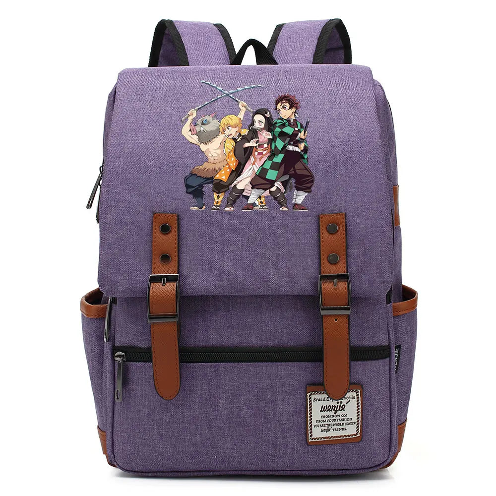 Anime Kamado Nezuko Tanjirou Boy Girl Kids Student School Book Bags Teenagers Canvas Women Bagpack Men Laptop Travel Backpack