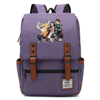 Anime Kamado Nezuko Tanjirou Boy Girl Kids Student School Book Bags Teenagers Canvas Women Bagpack Men Laptop Travel Backpack