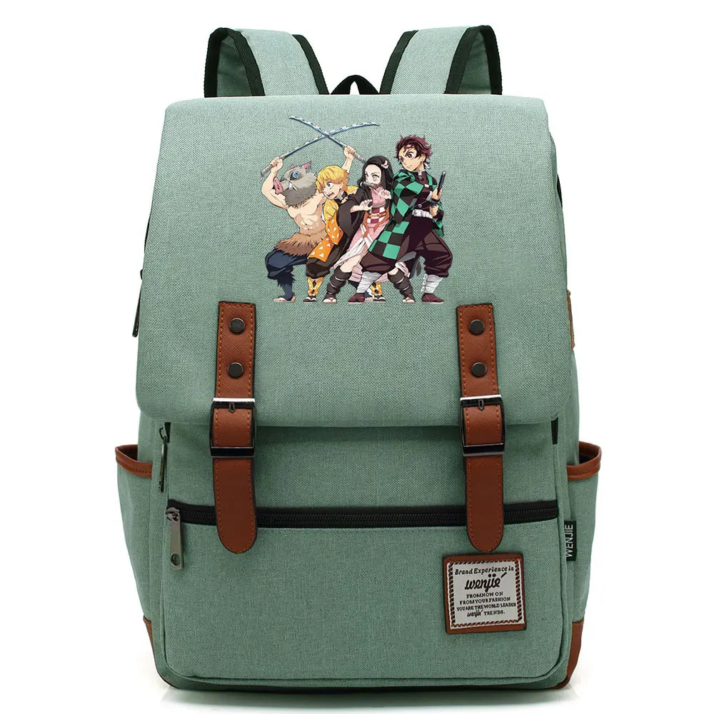 Anime Kamado Nezuko Tanjirou Boy Girl Kids Student School Book Bags Teenagers Canvas Women Bagpack Men Laptop Travel Backpack
