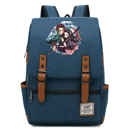 Anime Kamado Nezuko Tanjirou Boy Girl Kids Student School Book Bags Teenagers Canvas Women Bagpack Men Laptop Travel Backpack