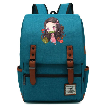 Anime Kamado Nezuko Tanjirou Boy Girl Kids Student School Book Bags Teenagers Canvas Women Bagpack Men Laptop Travel Backpack