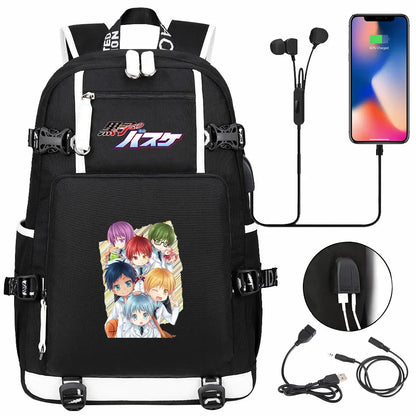 Anime Kuroko's Basketball Prints USB Boy Girl Kids Book Bag Large Capacity Teenagers Schoolbags Women Men Laptop Travel Backpack