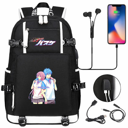 Anime Kuroko's Basketball Prints USB Boy Girl Kids Book Bag Large Capacity Teenagers Schoolbags Women Men Laptop Travel Backpack
