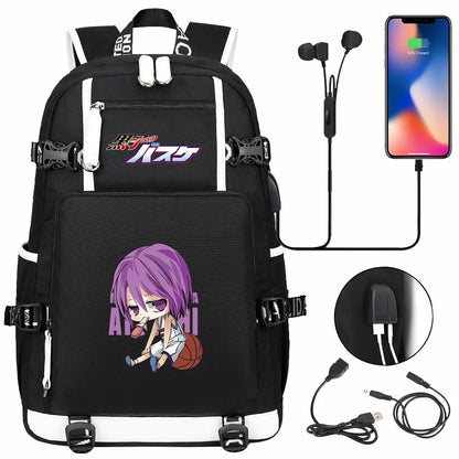Anime Kuroko's Basketball Prints USB Boy Girl Kids Book Bag Large Capacity Teenagers Schoolbags Women Men Laptop Travel Backpack