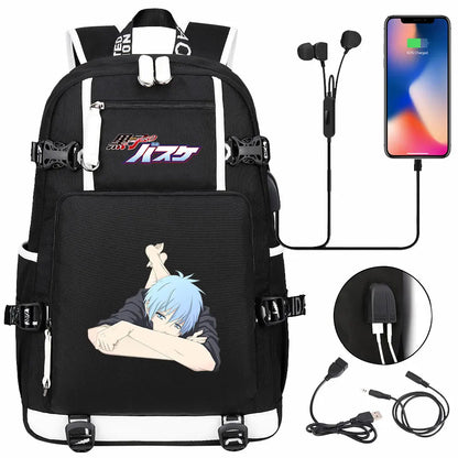Anime Kuroko's Basketball Prints USB Boy Girl Kids Book Bag Large Capacity Teenagers Schoolbags Women Men Laptop Travel Backpack