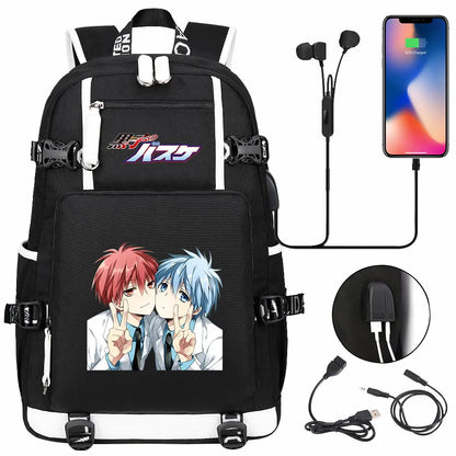 Anime Kuroko's Basketball Prints USB Boy Girl Kids Book Bag Large Capacity Teenagers Schoolbags Women Men Laptop Travel Backpack